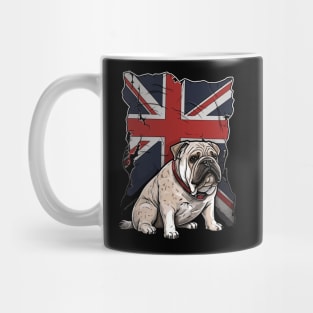 British Bulldog and Flag Cartoon - Patriotic Pet Design Mug